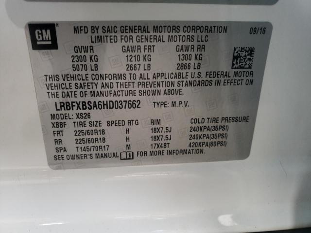 Photo 10 from auction – 2017 BUICK ENVISION E with VIN LRBFXBSA6HD037662
