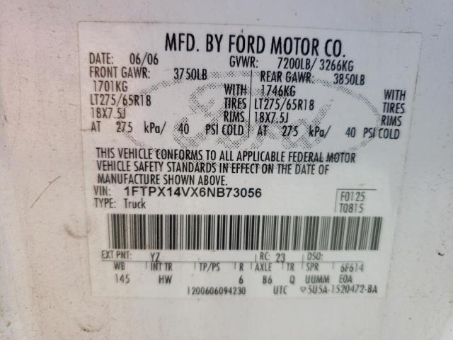Photo 10 from auction – 2006 FORD F150 with VIN 1FTPX14VX6NB73056