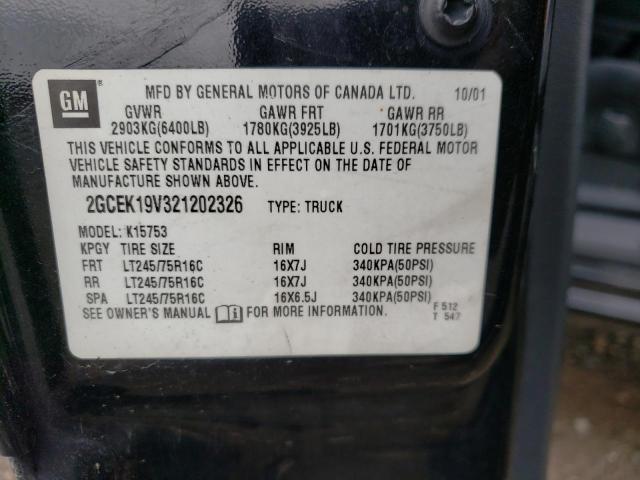 Photo 10 from auction – 2002 CHEVROLET SILVERADO with VIN 2GCEK19V321202326