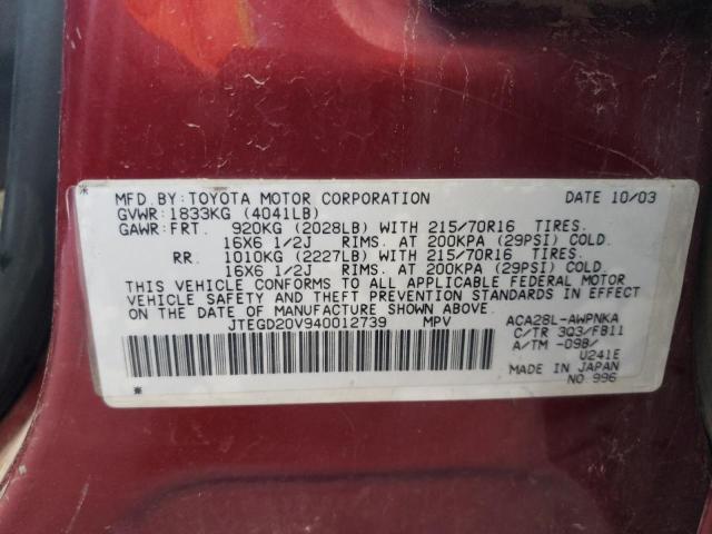 Photo 10 from auction – 2004 TOYOTA RAV4 with VIN JTEGD20V940012739