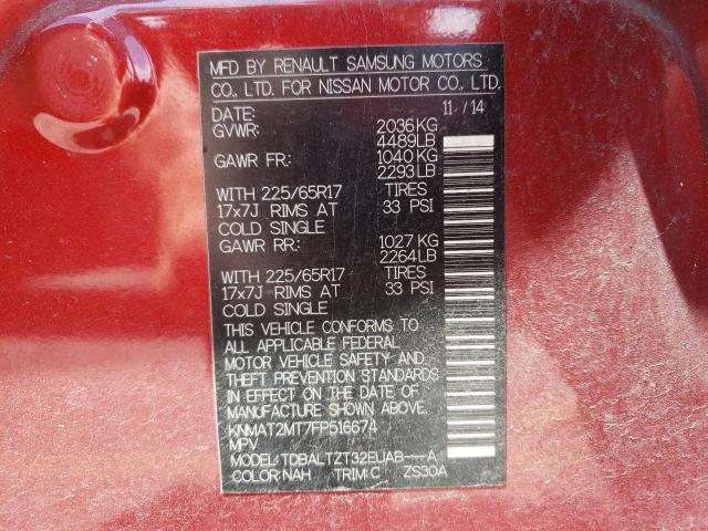 Photo 10 from auction – 2015 NISSAN ROGUE S with VIN KNMAT2MT7FP516674