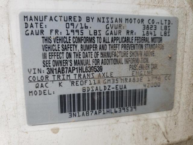Photo 10 from auction – 2017 NISSAN SENTRA S with VIN 3N1AB7AP1HL639539