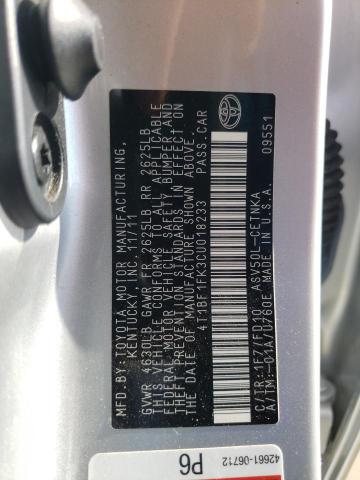Photo 10 from auction – 2012 TOYOTA CAMRY BASE with VIN 4T1BF1FK3CU018233