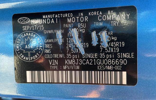 Photo 10 from auction – 2016 HYUNDAI TUCSON LIM with VIN KM8J3CA21GU086690