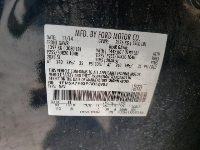 Photo 10 from auction – 2015 FORD EXPLORER L with VIN 1FM5K7F93FGB52963