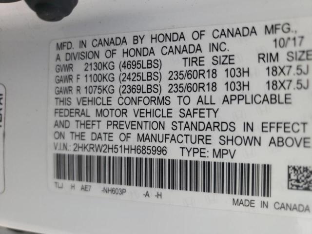 Photo 10 from auction – 2017 HONDA CR-V EX with VIN 2HKRW2H51HH685996