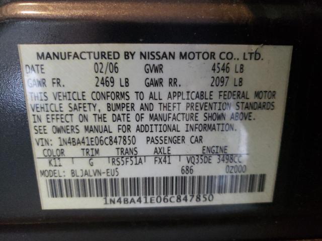 Photo 10 from auction – 2006 NISSAN MAXIMA SE with VIN 1N4BA41E06C847850
