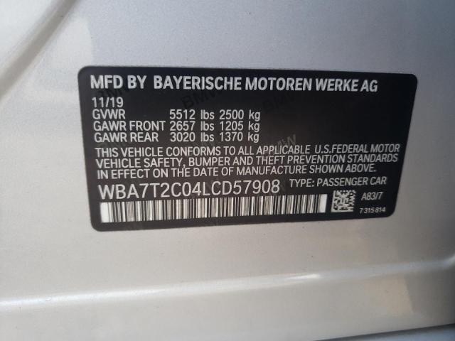 Photo 10 from auction – 2020 BMW 740 I with VIN WBA7T2C04LCD57908