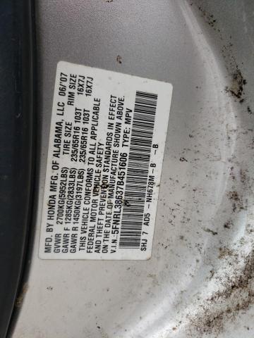 Photo 10 from auction – 2007 HONDA ODYSSEY EX with VIN 5FNRL38637B451606