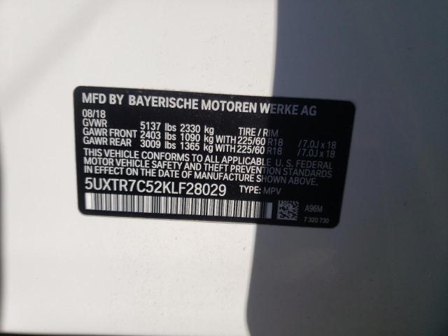 Photo 10 from auction – 2019 BMW X3 SDRIVE3 with VIN 5UXTR7C52KLF28029