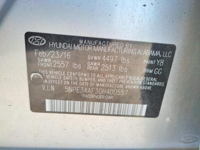 Photo 10 from auction – 2016 HYUNDAI SONATA SPO with VIN 5NPE34AF3GH400557