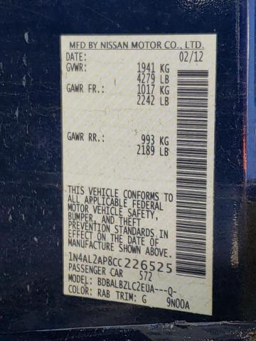 Photo 10 from auction – 2012 NISSAN ALTIMA BAS with VIN 1N4AL2AP8CC226525