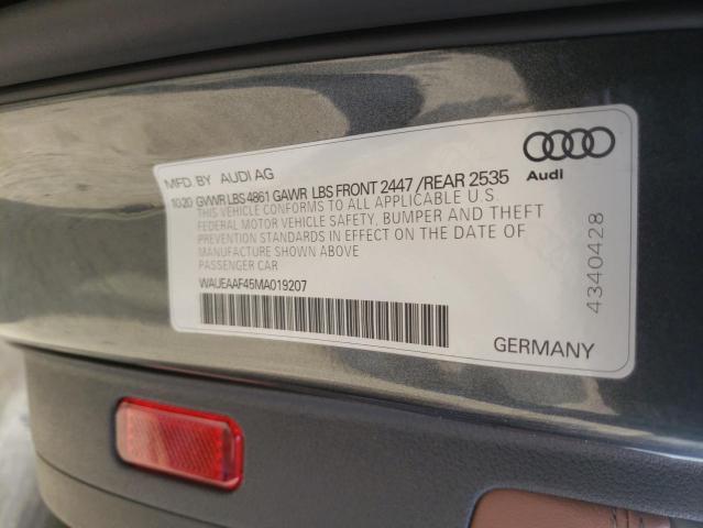 Photo 10 from auction – 2021 AUDI A4 PREMIUM with VIN WAUEAAF45MA019207