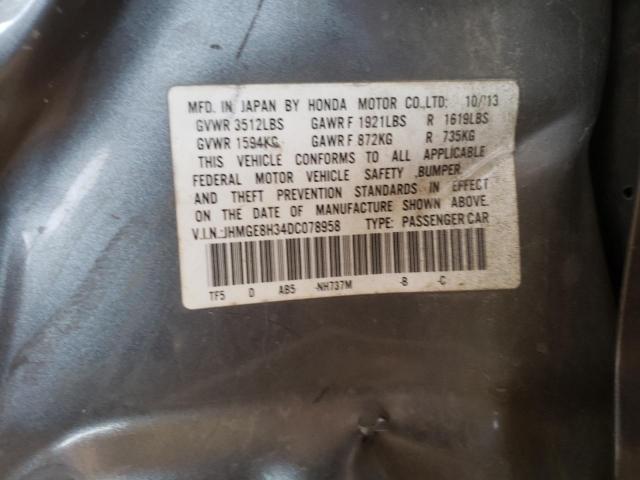 Photo 10 from auction – 2013 HONDA FIT with VIN JHMGE8H34DC078958