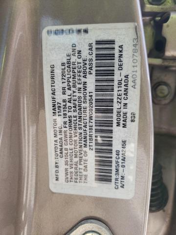 Photo 10 from auction – 1998 TOYOTA COROLLA VE with VIN 2T1BR18E7WC020541