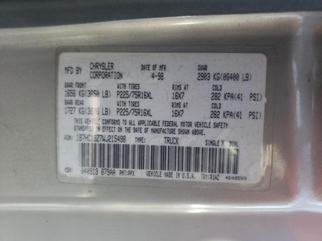 Photo 10 from auction – 1998 DODGE RAM 1500 with VIN 1B7HC13Z7WJ215498