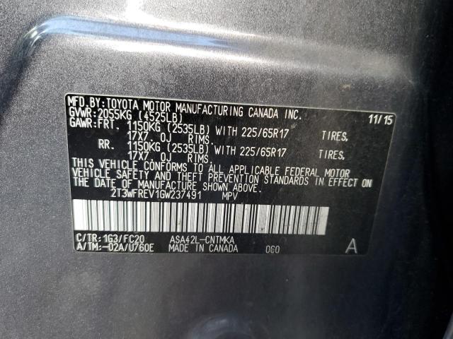 Photo 10 from auction – 2016 TOYOTA RAV4 XLE with VIN 2T3WFREV1GW237491