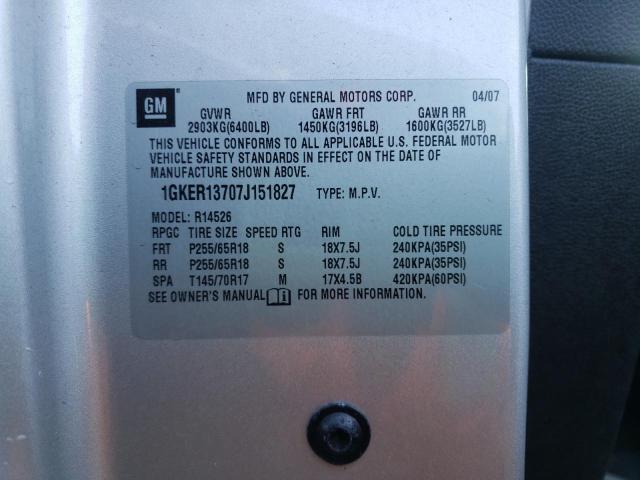 Photo 10 from auction – 2007 GMC ACADIA SLE with VIN 1GKER13707J151827