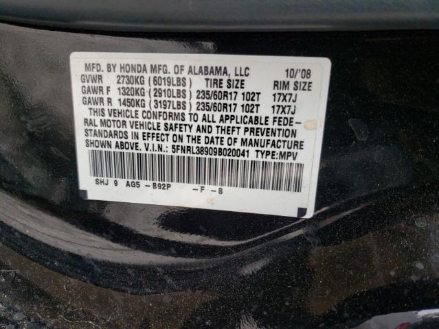 Photo 10 from auction – 2009 HONDA ODYSSEY TO with VIN 5FNRL38909B020041