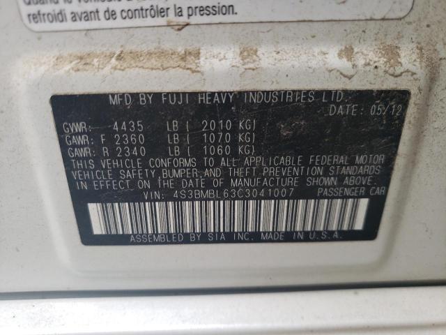 Photo 10 from auction – 2012 SUBARU LEGACY 2.5 with VIN 4S3BMBL63C3041007