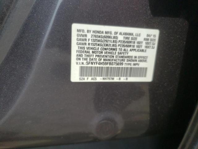Photo 10 from auction – 2015 HONDA PILOT EXL with VIN 5FNYF4H59FB075699