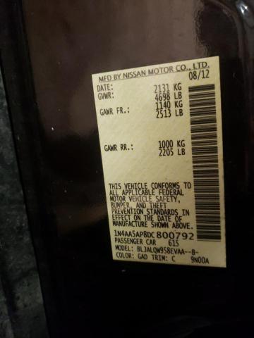 Photo 10 from auction – 2013 NISSAN MAXIMA S with VIN 1N4AA5AP8DC800792
