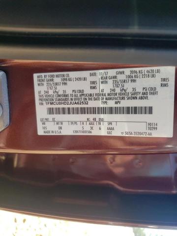 Photo 10 from auction – 2018 FORD ESCAPE SEL with VIN 1FMCU0HD2JUA62532