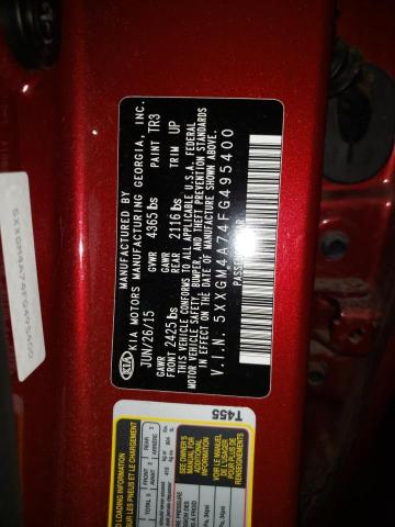 Photo 10 from auction – 2015 KIA OPTIMA LX with VIN 5XXGM4A74FG495400
