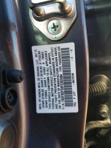 Photo 10 from auction – 2015 HONDA CIVIC LX with VIN 19XFB2F53FE262484