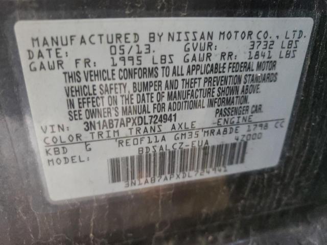 Photo 10 from auction – 2013 NISSAN SENTRA S with VIN 3N1AB7APXDL724941