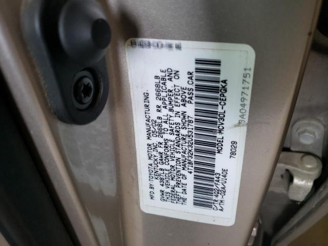 Photo 10 from auction – 2002 TOYOTA CAMRY LE with VIN 4T1BF32K32U531787