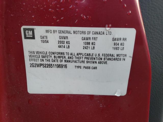 Photo 10 from auction – 2005 PONTIAC GRAND PRIX with VIN 2G2WP522651196916