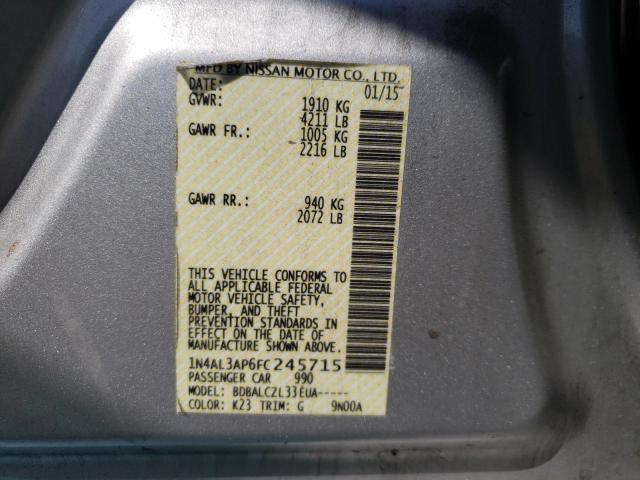 Photo 10 from auction – 2015 NISSAN ALTIMA 2.5 with VIN 1N4AL3AP6FC245715