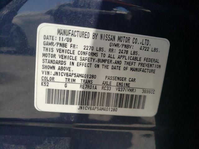 Photo 10 from auction – 2010 INFINITI G37 BASE with VIN JN1CV6AP5AM401280