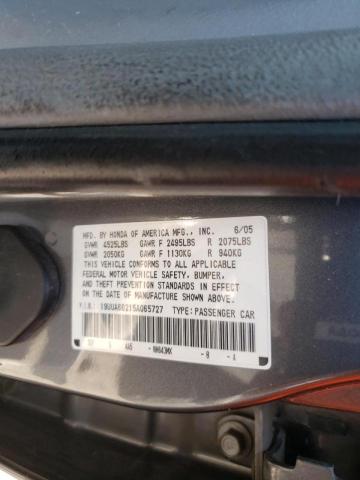 Photo 10 from auction – 2005 ACURA TL with VIN 19UUA66215A065727