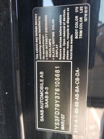 Photo 10 from auction – 2007 SAAB 9-3 2.0T with VIN YS3FD79Y376105681