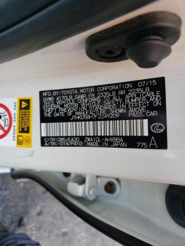 Photo 10 from auction – 2015 LEXUS CT 200 with VIN JTHKD5BH7F2249209