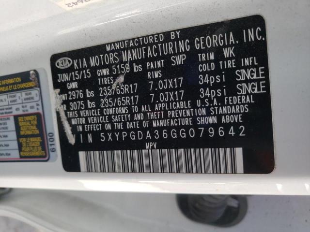 Photo 10 from auction – 2016 KIA SORENTO LX with VIN 5XYPGDA36GG079642