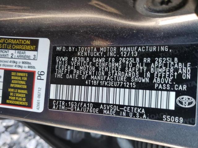 Photo 10 from auction – 2014 TOYOTA CAMRY L with VIN 4T1BF1FK3EU771215