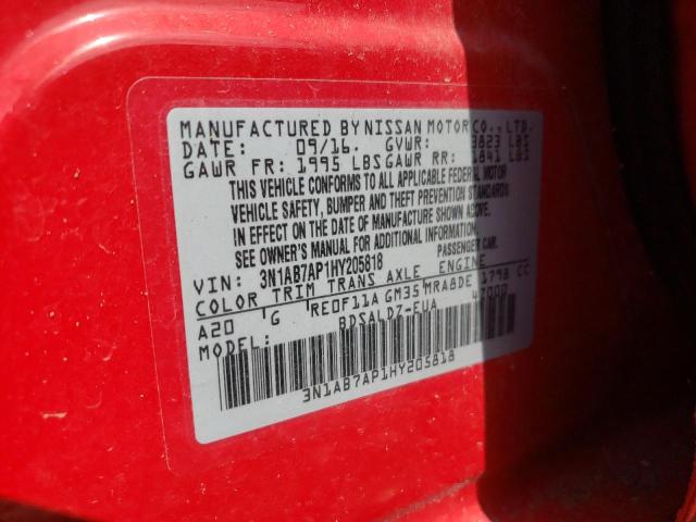 Photo 10 from auction – 2017 NISSAN SENTRA S with VIN 3N1AB7AP1HY205818