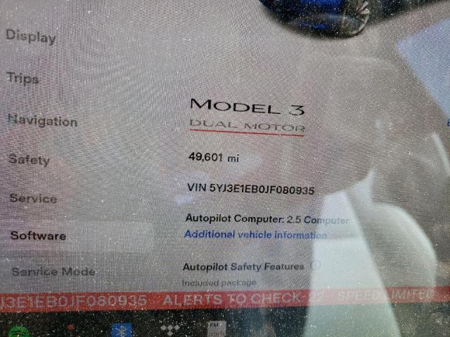 Photo 8 from auction – 2018 TESLA MODEL 3 with VIN 5YJ3E1EB0JF080935