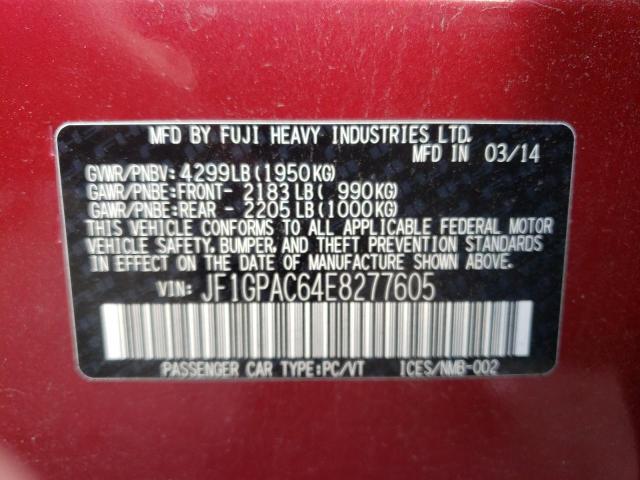 Photo 10 from auction – 2014 SUBARU IMPREZA PR with VIN JF1GPAC64E8277605