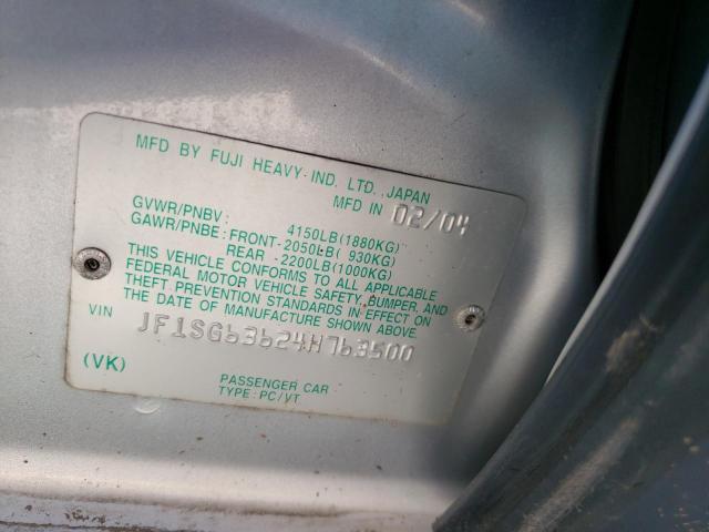 Photo 10 from auction – 2004 SUBARU FORESTER 2 with VIN JF1SG63624H763500