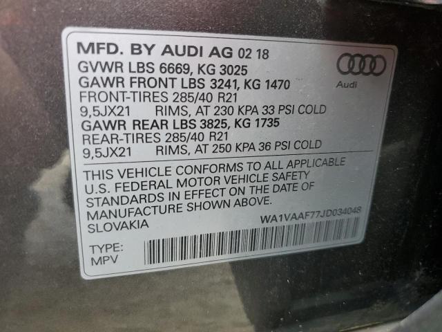 Photo 10 from auction – 2018 AUDI Q7 PRESTIG with VIN WA1VAAF77JD034048