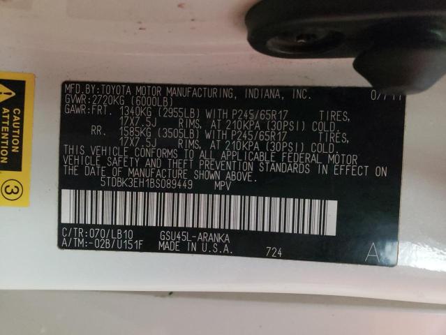 Photo 10 from auction – 2011 TOYOTA HIGHLANDER with VIN 5TDBK3EH1BS089449