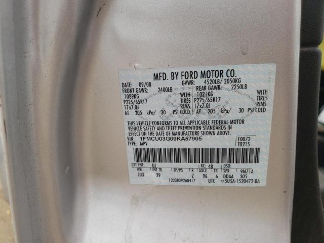 Photo 10 from auction – 2009 FORD ESCAPE XLT with VIN 1FMCU03G09KA57905