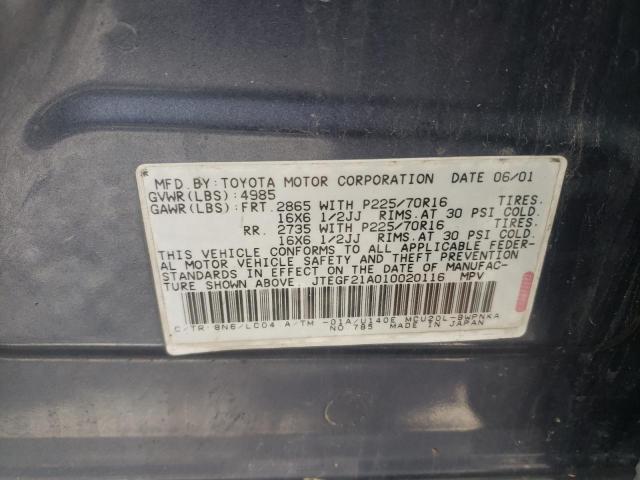 Photo 10 from auction – 2001 TOYOTA HIGHLANDER with VIN JTEGF21A010020116