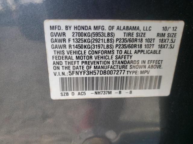Photo 10 from auction – 2013 HONDA PILOT EXL with VIN 5FNYF3H57DB007277