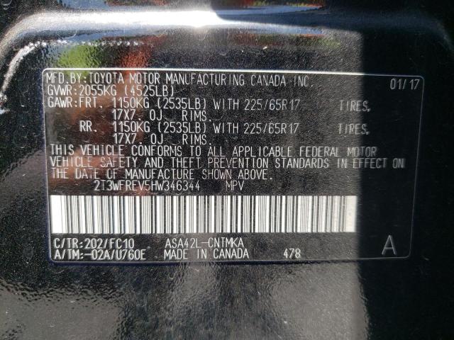 Photo 10 from auction – 2017 TOYOTA RAV4 XLE with VIN 2T3WFREV5HW346344