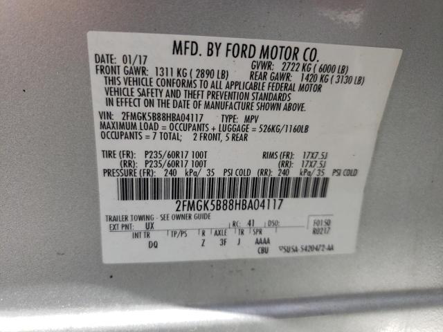 Photo 10 from auction – 2017 FORD FLEX SE with VIN 2FMGK5B88HBA04117